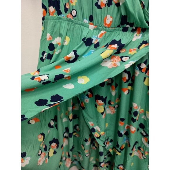 A.N.A A New Approach Womens Faux Wrap BOHO Dress Size XXL Green Floral Midi - Picture 3 of 9